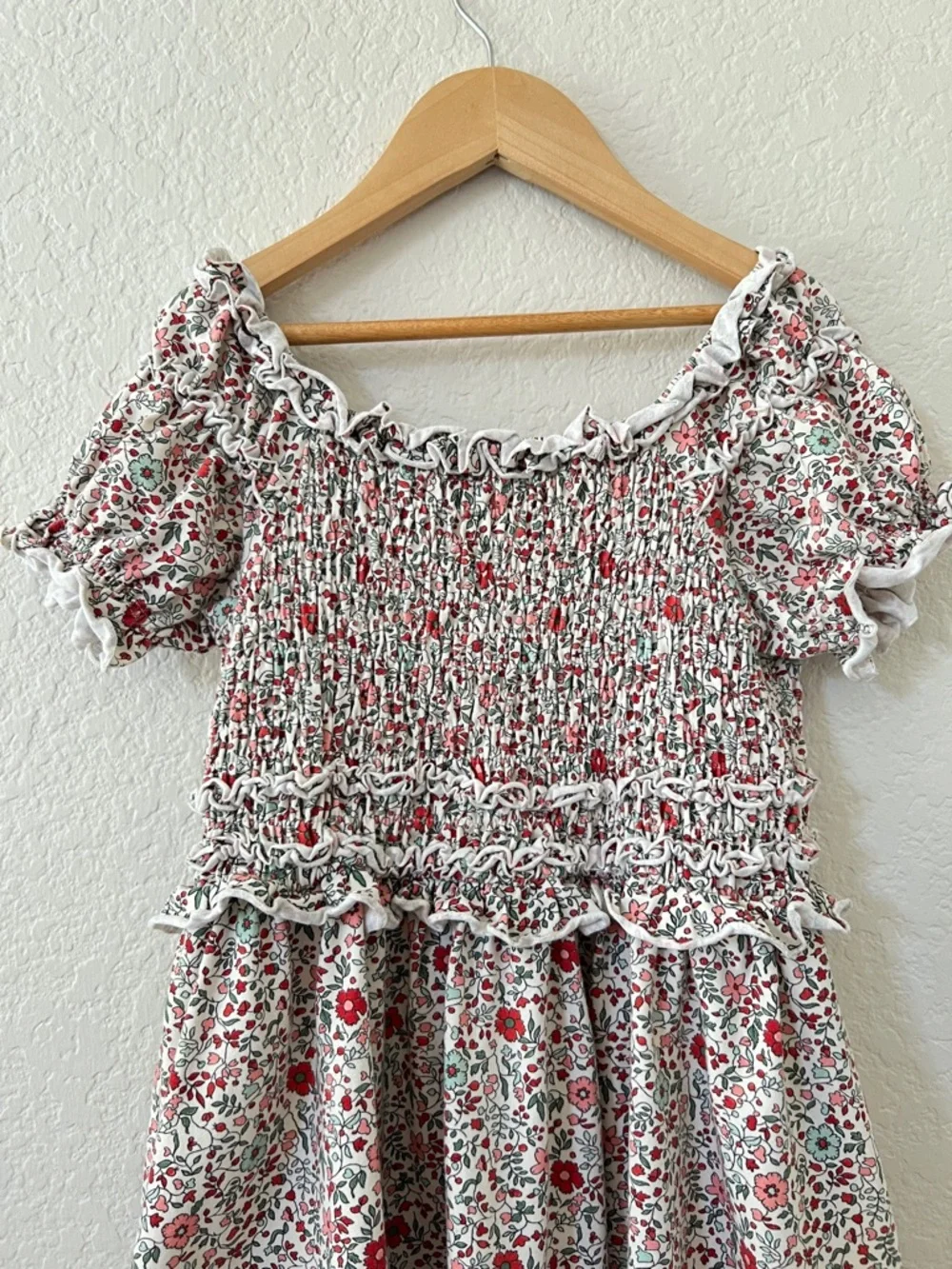 Matilda Jane Floral Smocked Dress Girls 10 Cotton Puff Sleeve Twirl Cottage